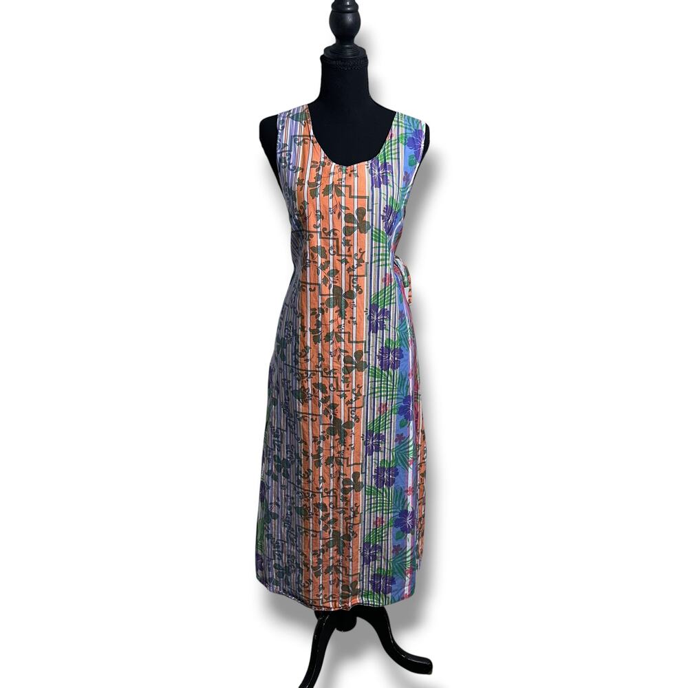 Engineered Garments Wrap Dress Floral Apron Cotton USA Made Boho Cottage Sz 3 L